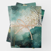 Green Gold Trees Weihnachten Geschenkpapier Set (Beispiel)