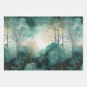 Green Gold Trees Weihnachten Geschenkpapier Set (Vorderseite)