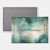 Green Gold Trees Weihnachten Magnet (Vorderseite/Rückseite)