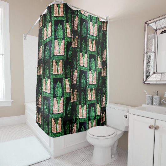 Green & Gold Tribal Bath Accent Duschvorhang (Beispiel)