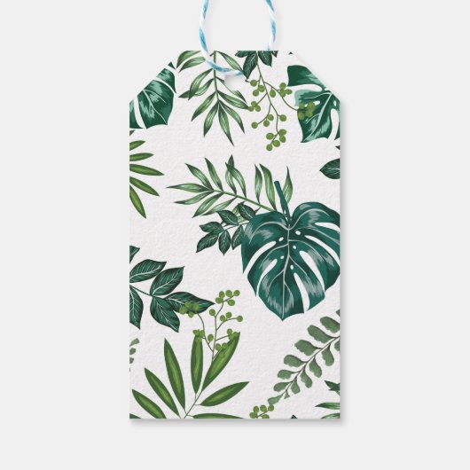 Green Gold Tropical Jungle Animals Baby Dusche Geschenkanhänger (Rückseite)