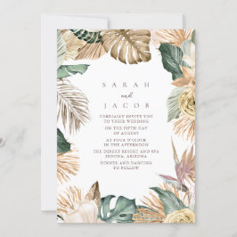 Green Gold Tropical Palm Beach Hochzeit Einladung