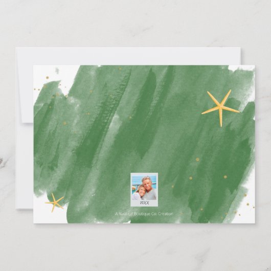Green Gold Tropical Watercolor Holiday Foto Card (Rückseite)
