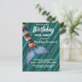 Green Gold Türkise Mermaid Schwanz Pool Party Postkarte (Stehend Vorderseite)