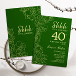 Green Gold Überraschung 40. Geburtstag Einladung<br><div class="desc">Green Gold Überraschung 40. Geburtstag Einladung. Minimalistisches modernes feminines Design mit botanischen Akzenten und Typografie-Script-Schriftart. Einfache florale Einladungskarte perfekt für eine stilvolle weibliche Überraschung am Tag.</div>