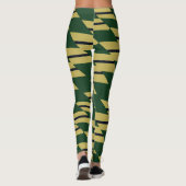 Green Gold und Navy Geometric Gemustert Leggings (Rückseite)