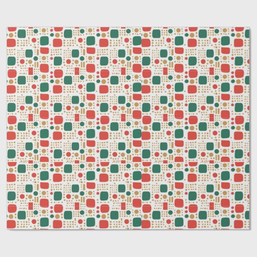 Green, Gold und Red Boho MOD Scandi Weihnachten Geschenkpapier (Flach)