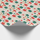 Green, Gold und Red Boho MOD Scandi Weihnachten Geschenkpapier (Ecke)