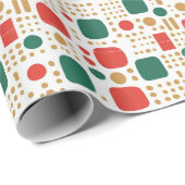 Green, Gold und Red Boho MOD Scandi Weihnachten Geschenkpapier (Rolleneckpunkt)