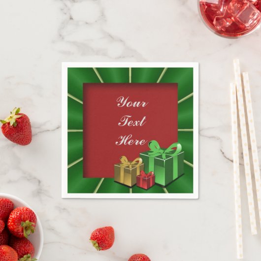 Green Gold und Red Christmas Boxes Napkins Serviette (Beispiel)