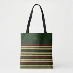 Green Gold und Red Christmas Streifen Tasche