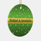 Green, Gold und Stars Personalisiert Keramikornament (Rechts)