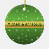 Green, Gold und Stars Personalisiert Keramikornament (Vorne)