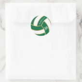 Green, Gold und Weiß Volleyball - personalisieren Runder Aufkleber (Tasche)