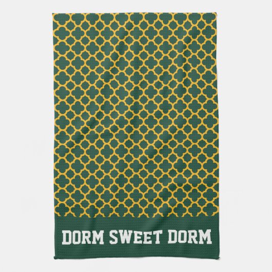 Green Gold Uni Team Cool Fun Dorm School Geschirrtuch (Vertikal)