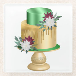 GREEN & GOLD URLAUB CHRISTMAS CAKE GLASUNTERSETZER