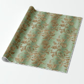 Green & Gold Velvet Damask Holiday Geschenkpapier (Ungerollt)