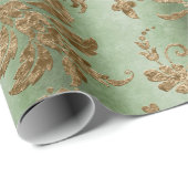 Green & Gold Velvet Damask Holiday Geschenkpapier (Rolleneckpunkt)