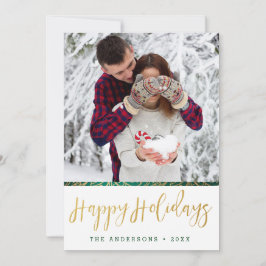 Green & Gold Verziert Happy Holidays Feiertagskarte