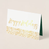 Green & Gold Verziert Happy Holidays Folienkarte (Vorderseite)