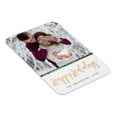 Green & Gold Verziert Happy Holidays Magnet (Rechte Seite)