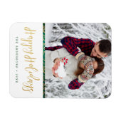 Green & Gold Verziert Happy Holidays Magnet (Horizontal)