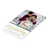 Green & Gold Verziert Happy Holidays Magnet (Linke Seite)