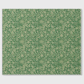 Green & Gold Vintage Blumenmuster Geschenkpapier (Flach)