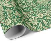 Green & Gold Vintage Blumenmuster Geschenkpapier (Rolleneckpunkt)