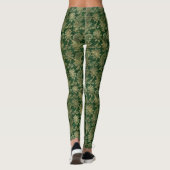 Green Gold Vintage Damaskus-Muster Leggings (Rückseite)