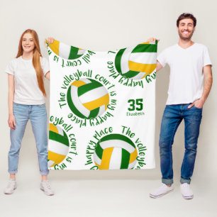 Green Gold Volleyball Happy Place Typografie Fleecedecke