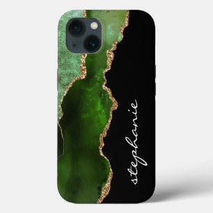 Green Gold Watercolor Agate Personalisiert Case-Mate iPhone Hülle