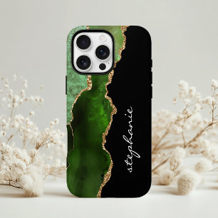 Green Gold Watercolor Agate Personalisiert Case-Mate iPhone Hülle
