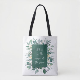 Green Gold Watercolor Botanical Seasonal Tote Bag Tasche