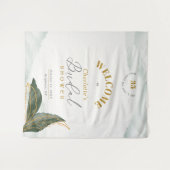 Green Gold Watercolor Brautparty Willkommen Wandteppich (Vorderseite (Horizontal))