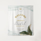 Green Gold Watercolor Brautparty Willkommen Wandteppich (Vorderseite)