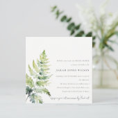 GREEN GOLD WATERCOLOR FERN FOLIAGE BRAUTPARTY EINLADUNG (Stehend Vorderseite)