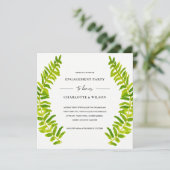 GREEN GOLD WATERCOLOR FERN FOLIAGE VERLOBUNG EINLADUNG (Stehend Vorderseite)