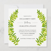 GREEN GOLD WATERCOLOR FERN FOLIAGE VERLOBUNG EINLADUNG (Vorderseite)