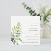 GREEN GOLD WATERCOLOR FERN FOLIAGE VERLOBUNG EINLADUNG (Stehend Vorderseite)