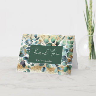 Green Gold Watercolor Thank You Greeting Card Dankeskarte