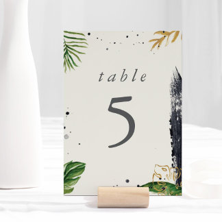Green & Gold Watercolor Tropical Wedding Tischnummer