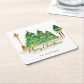 Green Gold Watercolor Weihnachtsbaumen Rechteckiger Pappuntersetzer (angewinkelt)