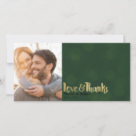 Green Gold Wedding Foto Liebe & Vielen Dank Dankeskarte