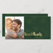 Green Gold Wedding Foto Liebe & Vielen Dank Dankeskarte (Vorne/Hinten)