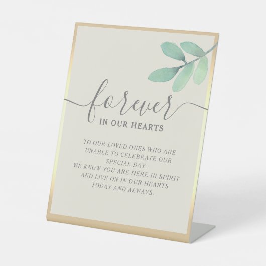 Green Gold Wedding Memorial Sign Sockelschild (Vorderseite)