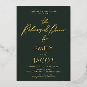 Green Gold Wedding Modern Typografy Script Folieneinladung