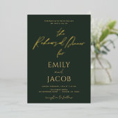 Green Gold Wedding Modern Typografy Script Folieneinladung (Stehend vorne)
