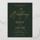 Green Gold Wedding Modern Typografy Script Folieneinladung (Vorderseite)