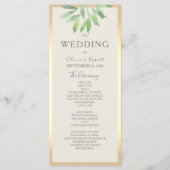 Green Gold Wedding Program Card Programm (Vorderseite)
